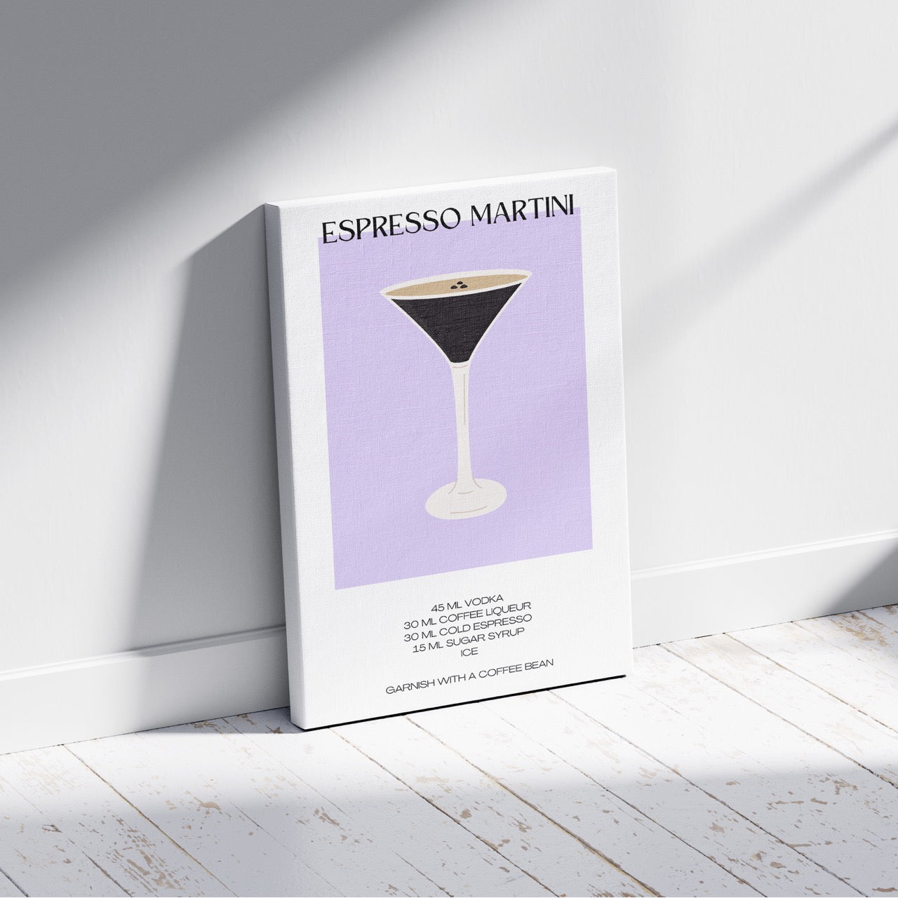 Retro Chic Espresso Martini Recipe - Framed Canvas Wall Art Print - House Prints