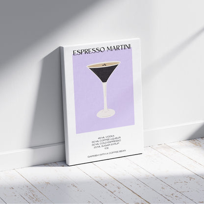 Retro Chic Espresso Martini Recipe - Framed Canvas Wall Art Print - House Prints