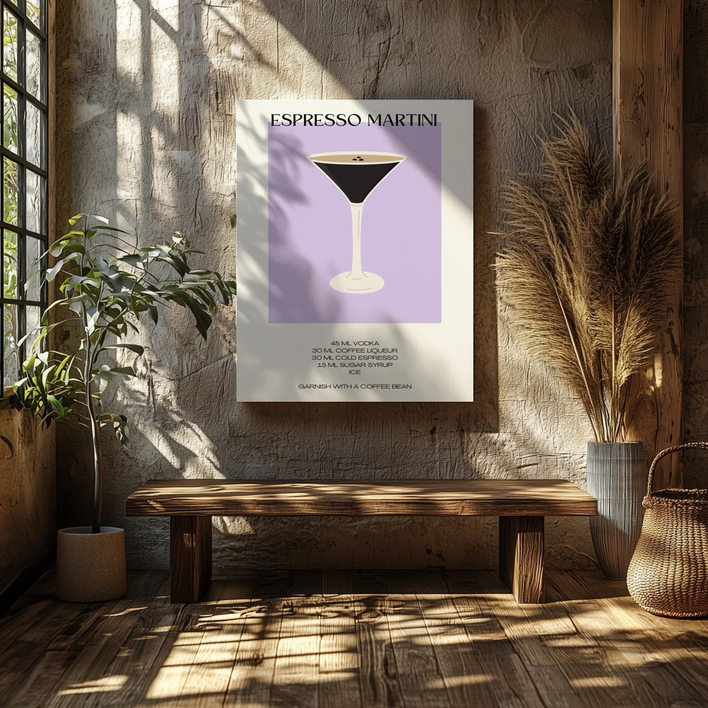 Retro Chic Espresso Martini Recipe - Framed Canvas Wall Art Print | House Prints