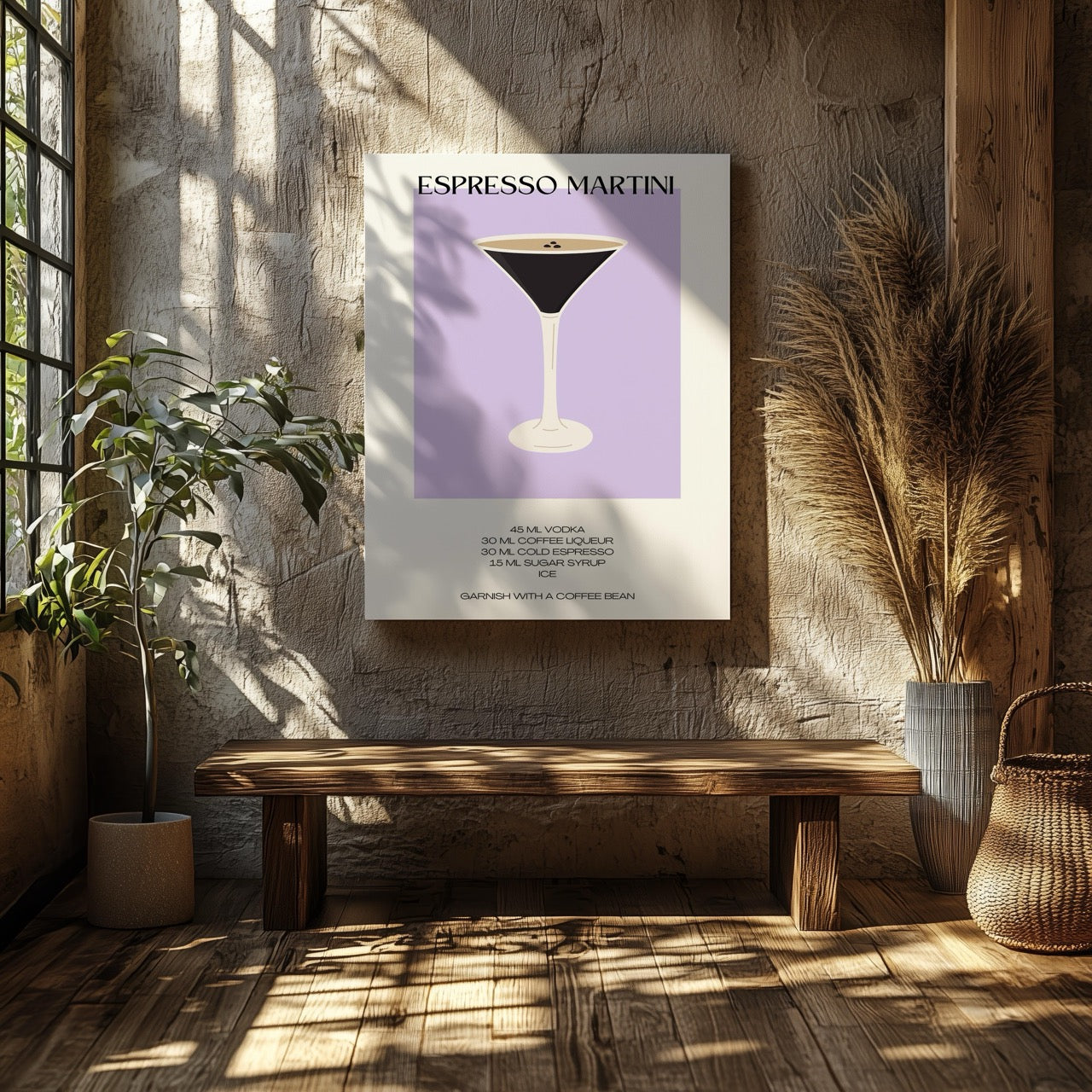 Retro Chic Espresso Martini Recipe - Framed Canvas Wall Art Print - House Prints
