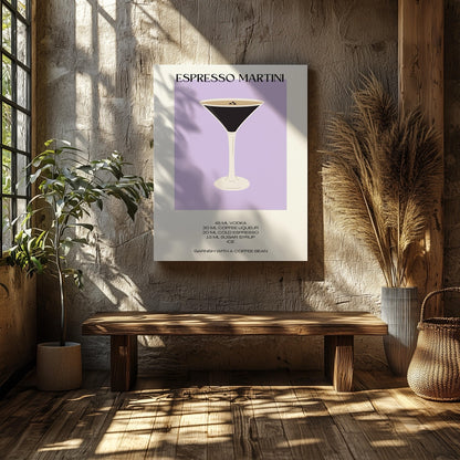 Retro Chic Espresso Martini Recipe - Framed Canvas Wall Art Print - House Prints