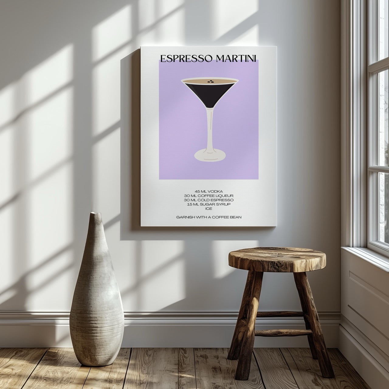 Retro Chic Espresso Martini Recipe - Framed Canvas Wall Art Print - House Prints