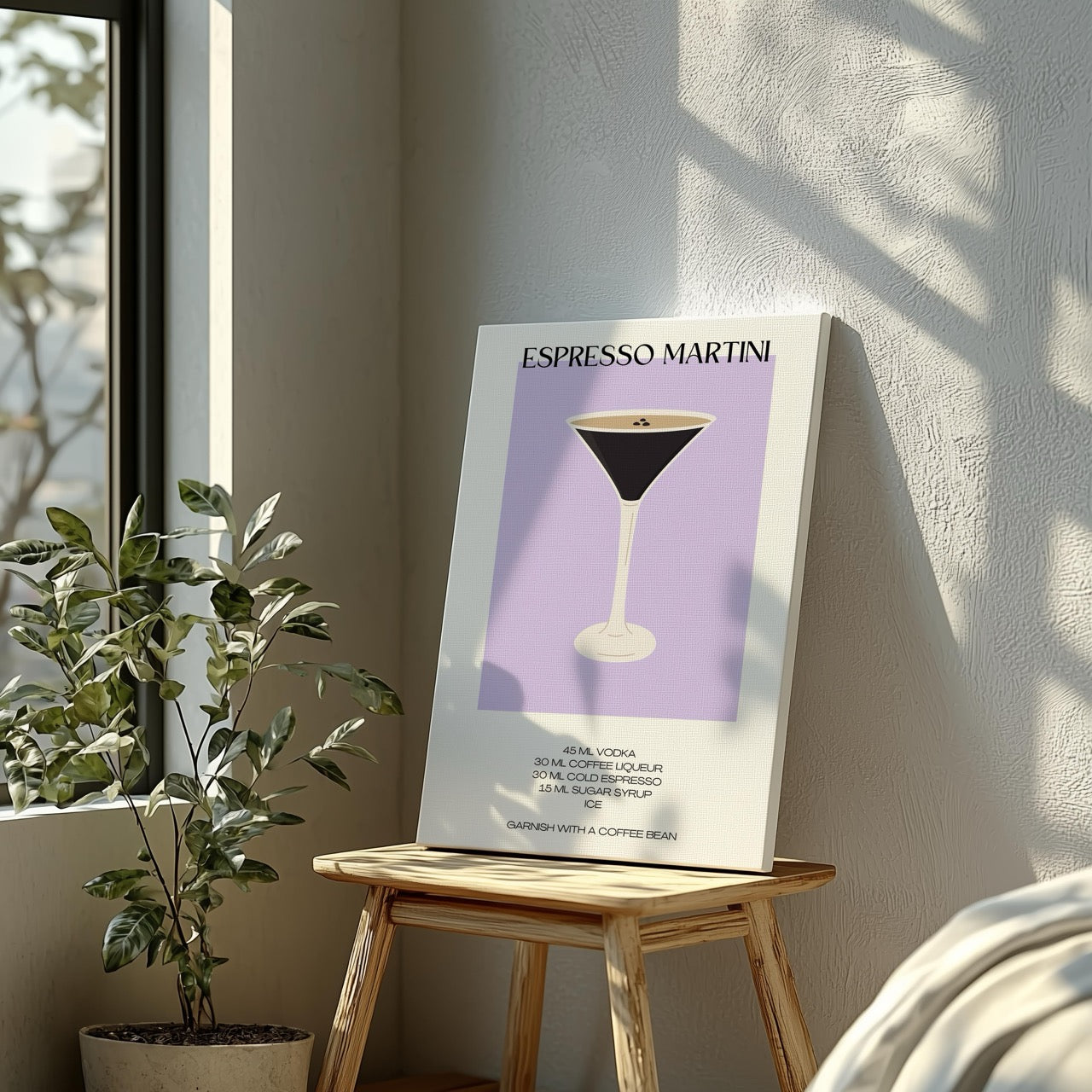 Retro Chic Espresso Martini Recipe - Framed Canvas Wall Art Print - House Prints