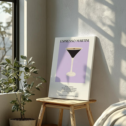 Retro Chic Espresso Martini Recipe - Framed Canvas Wall Art Print - House Prints