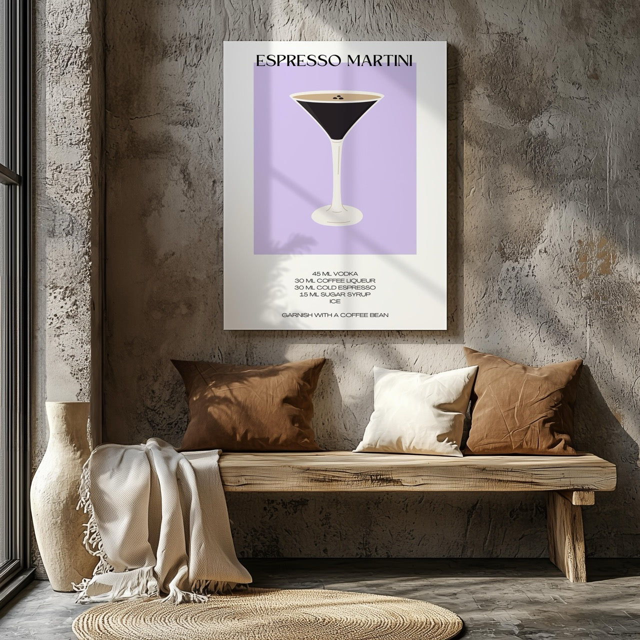Retro Chic Espresso Martini Recipe - Framed Canvas Wall Art Print - House Prints