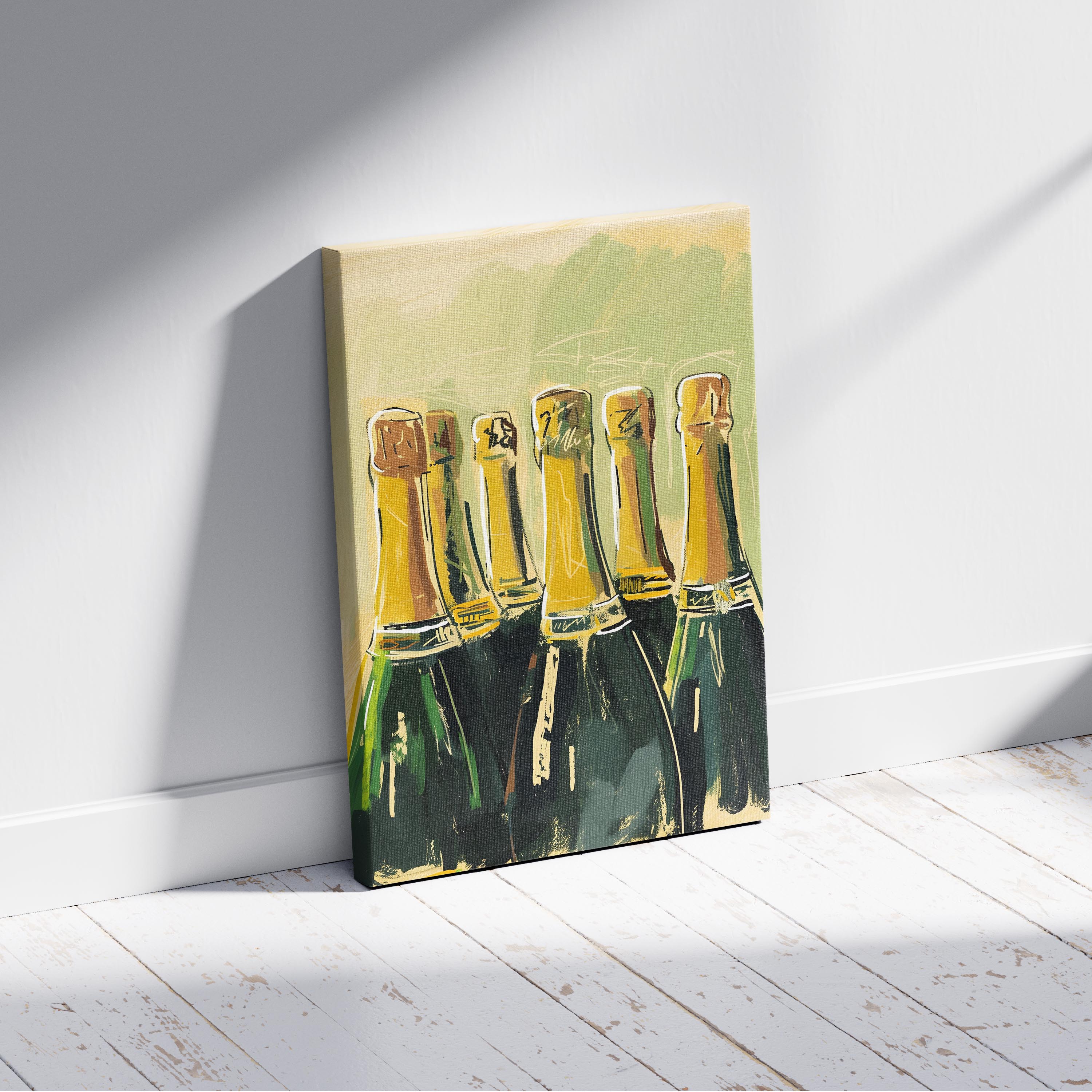 Celebration Bottles of Champagne - Framed Canvas Wall Art Print | House Prints