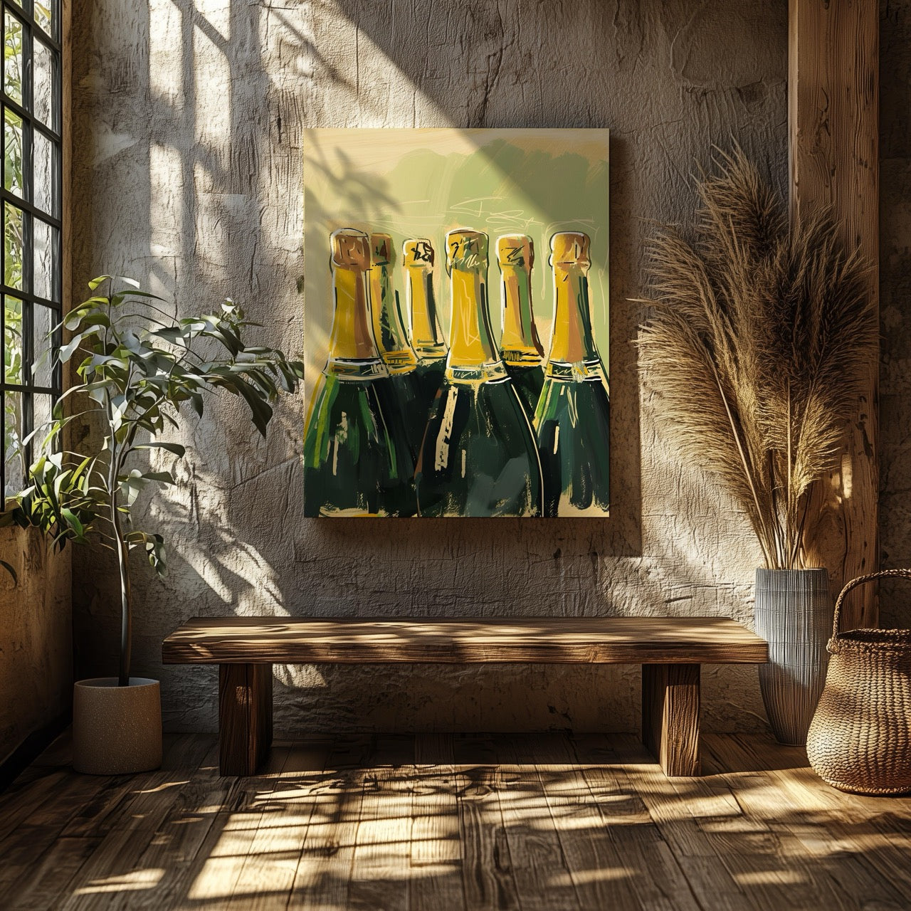 Celebration Bottles of Champagne - Framed Canvas Wall Art Print | House Prints