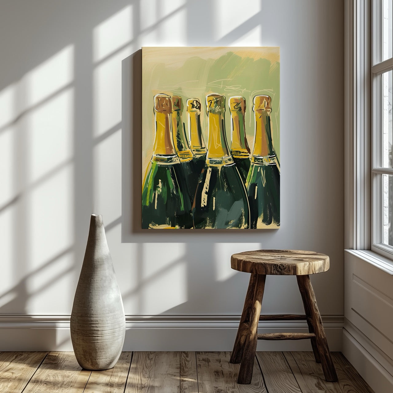 Celebration Bottles of Champagne - Framed Canvas Wall Art Print | House Prints