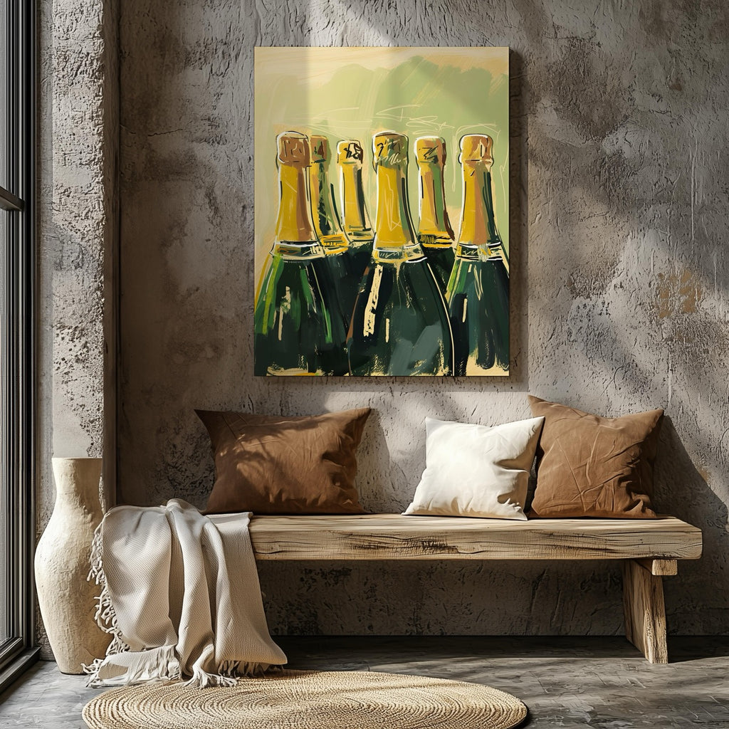 Celebration Bottles of Champagne - Framed Canvas Wall Art Print | House Prints