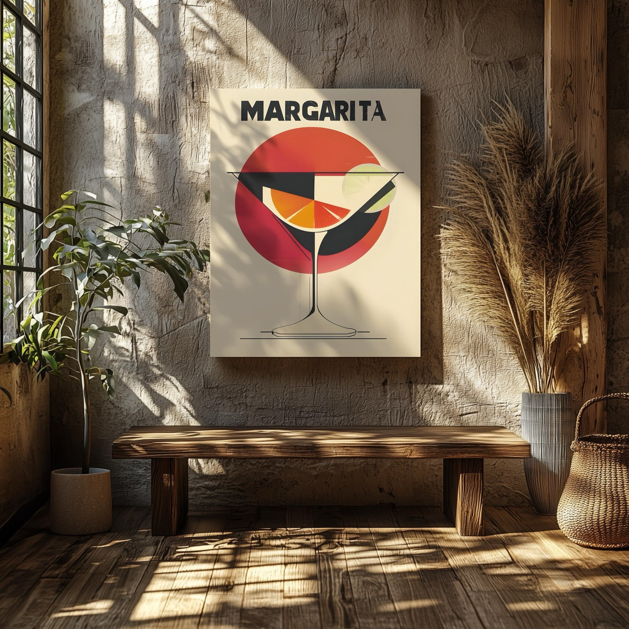 Sunset Red Margarita Cocktail Drink - Framed Canvas Wall Art Print | House Prints