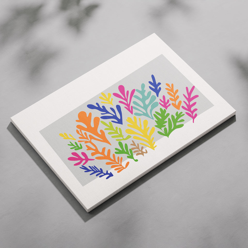 Colourful Abstract Botanical Leaves - Framed Canvas Wall Art Print | House Prints
