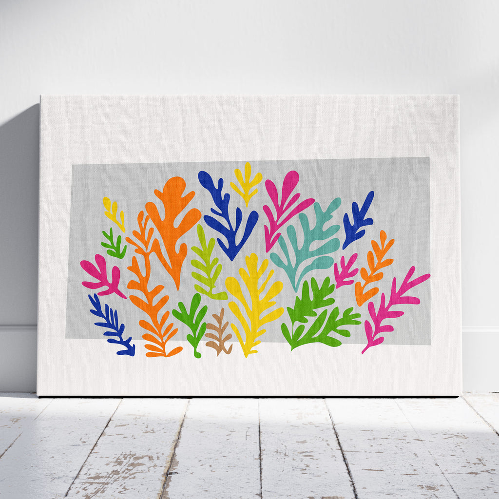 Colourful Abstract Botanical Leaves - Framed Canvas Wall Art Print | House Prints