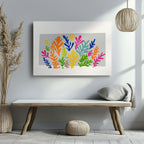 Colourful Abstract Botanical Leaves - Framed Canvas Wall Art Print | House Prints