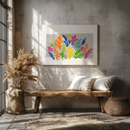 Colourful Abstract Botanical Leaves - Framed Canvas Wall Art Print | House Prints