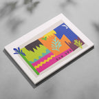 Colourful Abstract Botanical Shapes - Framed Canvas Wall Art Print | House Prints