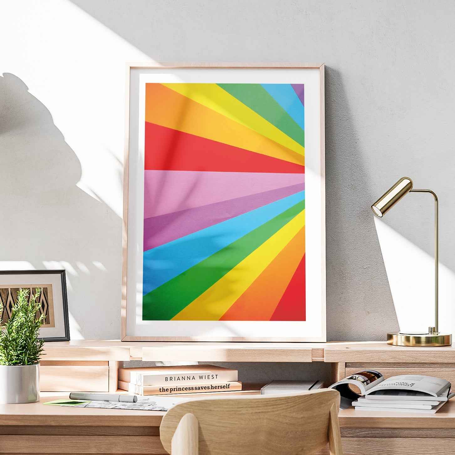 Colourful Abstract Rainbow Pride Lines - Rolled Poster Wall Art Print - House Prints
