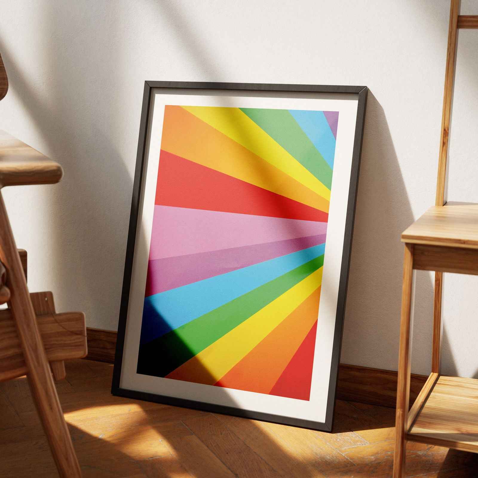 Colourful Abstract Rainbow Pride Lines - Rolled Poster Wall Art Print - House Prints