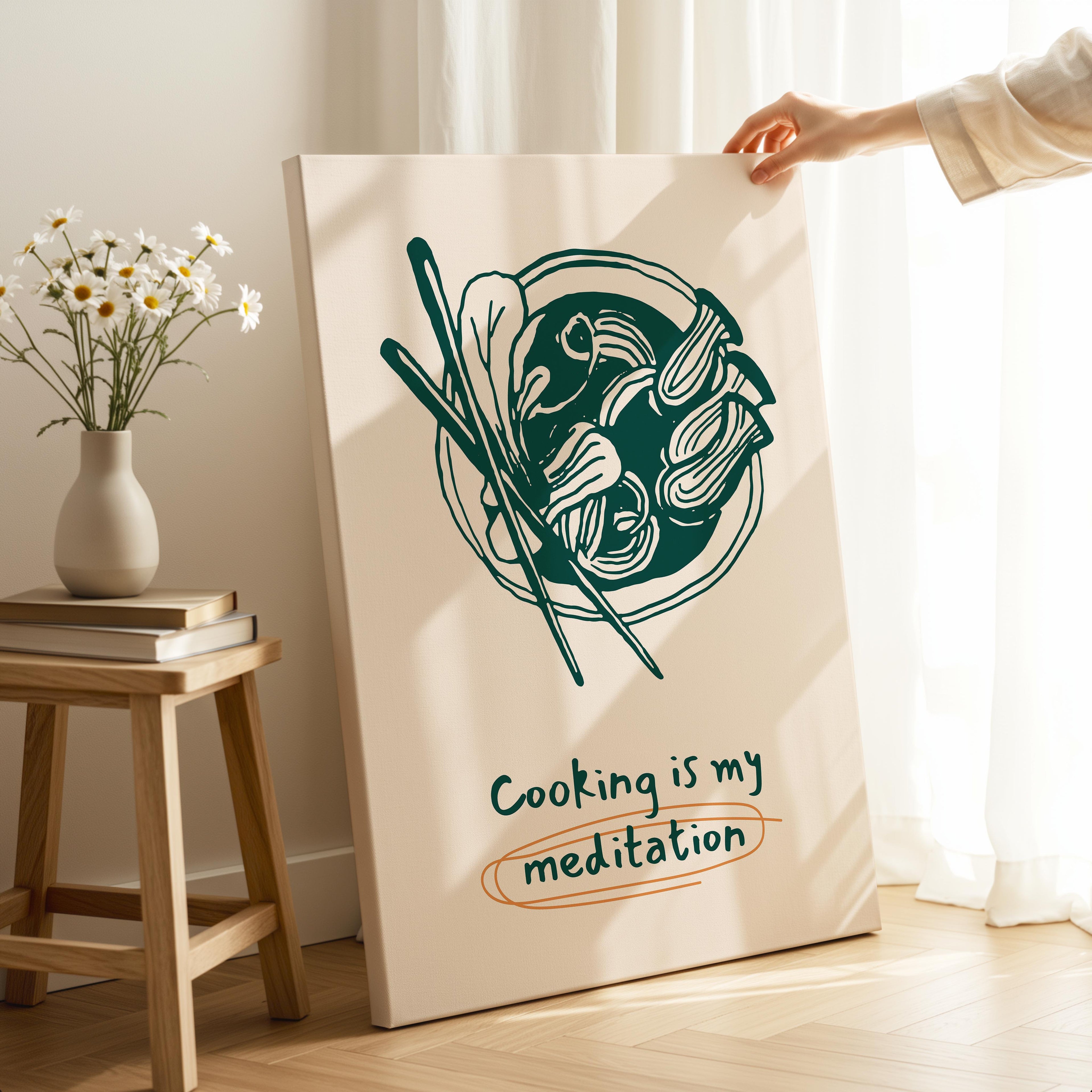 Cooking Is My Meditation Kitchen Food - Framed Canvas Wall Art Print | House Prints