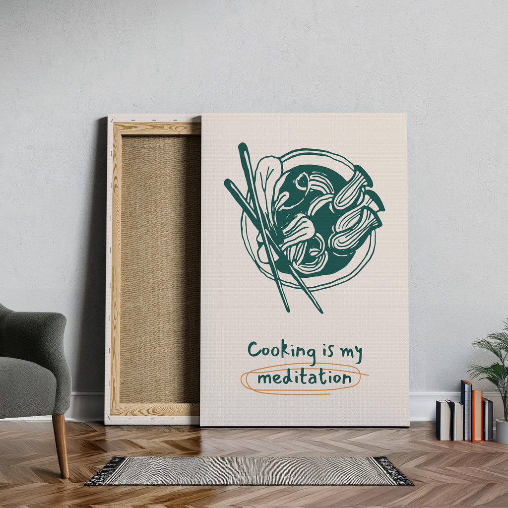 Cooking Is My Meditation Kitchen Food - Framed Canvas Wall Art Print | House Prints