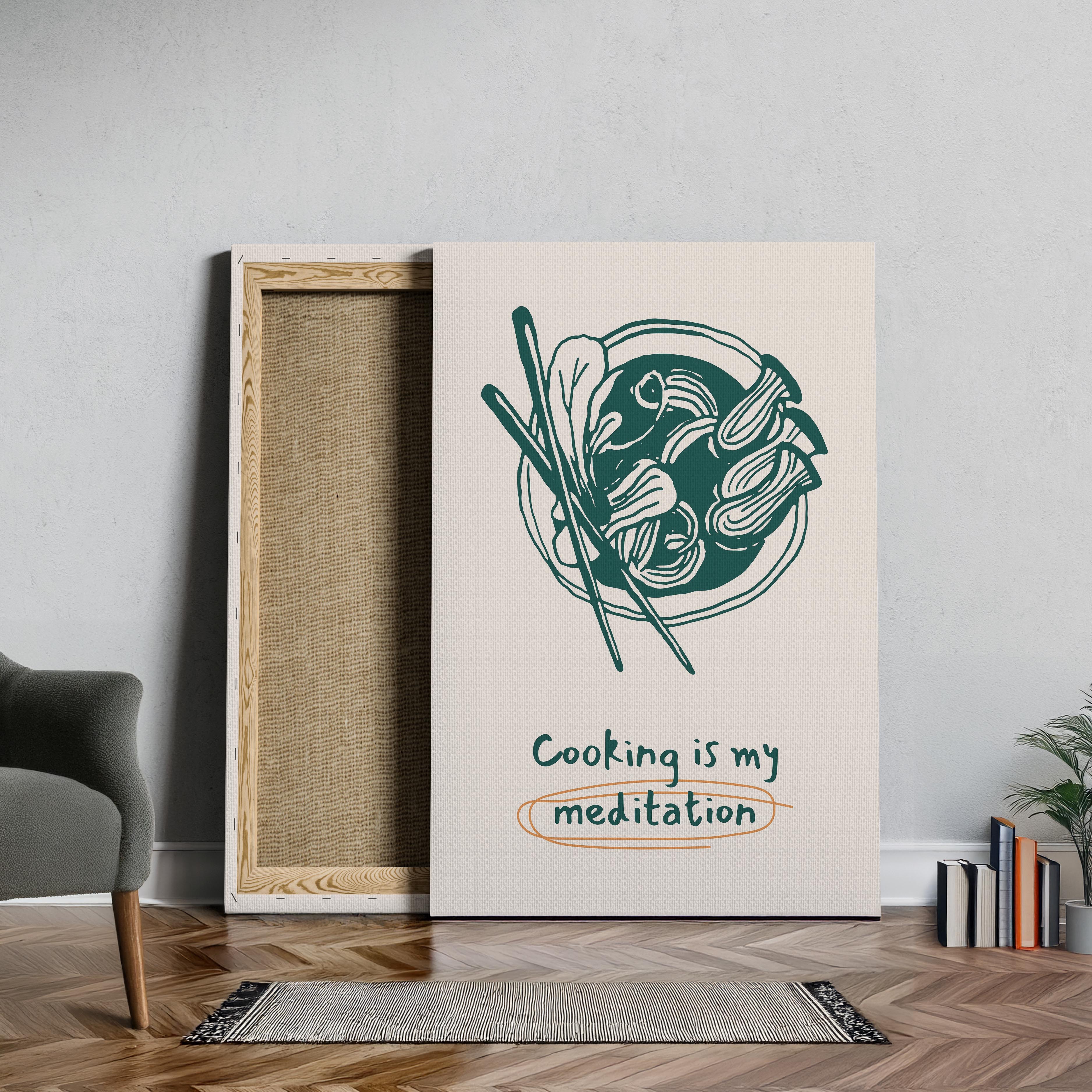 Cooking Is My Meditation Kitchen Food - Framed Canvas Wall Art Print | House Prints
