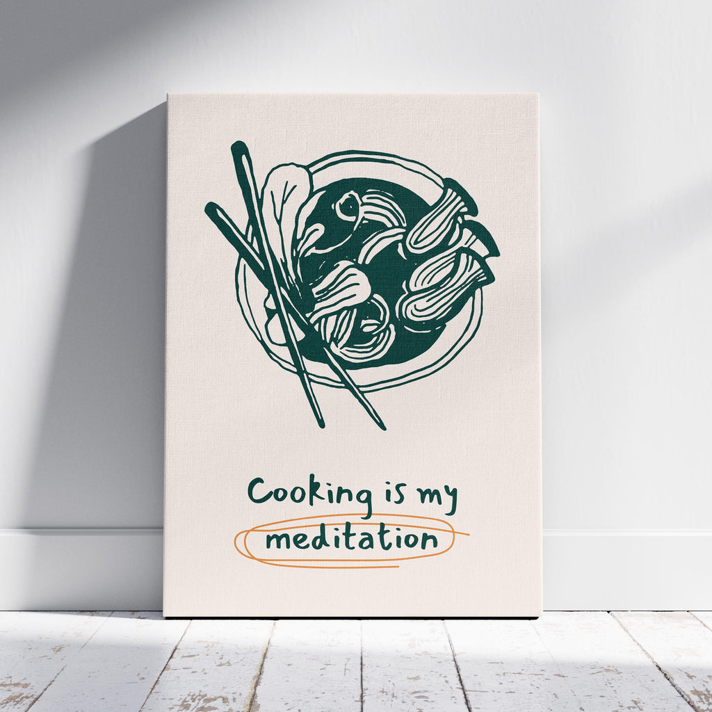 Cooking Is My Meditation Kitchen Food - Framed Canvas Wall Art Print | House Prints