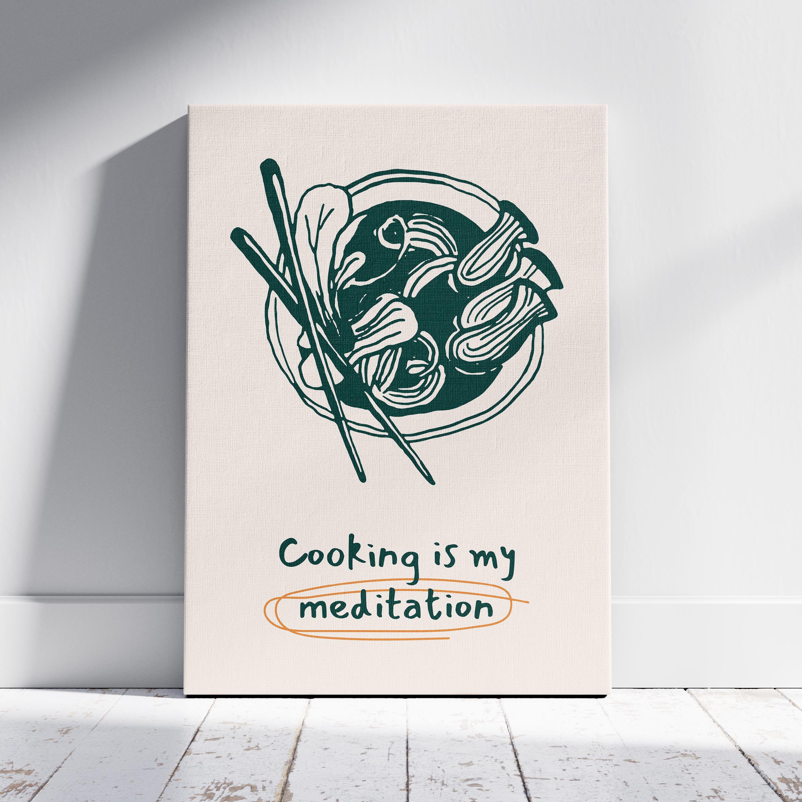 Cooking Is My Meditation Kitchen Food - Framed Canvas Wall Art Print | House Prints