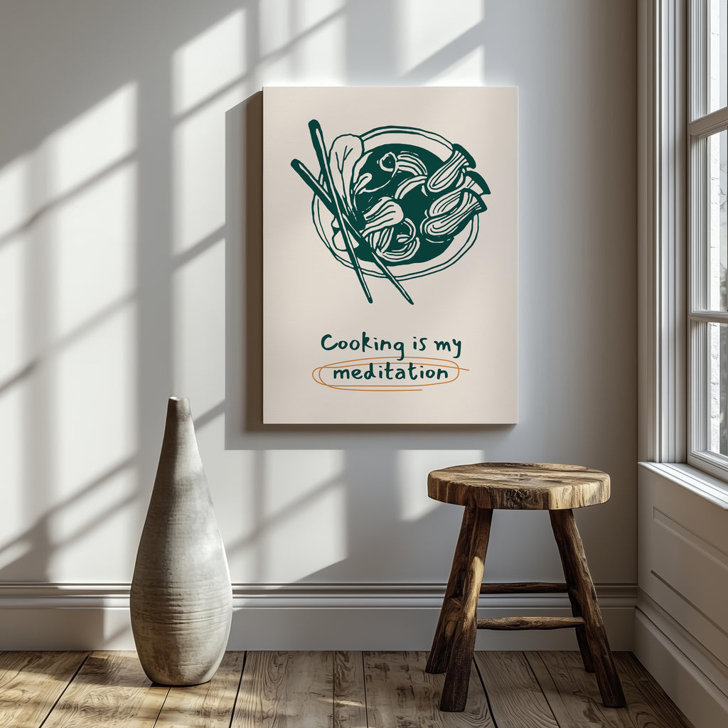 Cooking Is My Meditation Kitchen Food - Framed Canvas Wall Art Print | House Prints