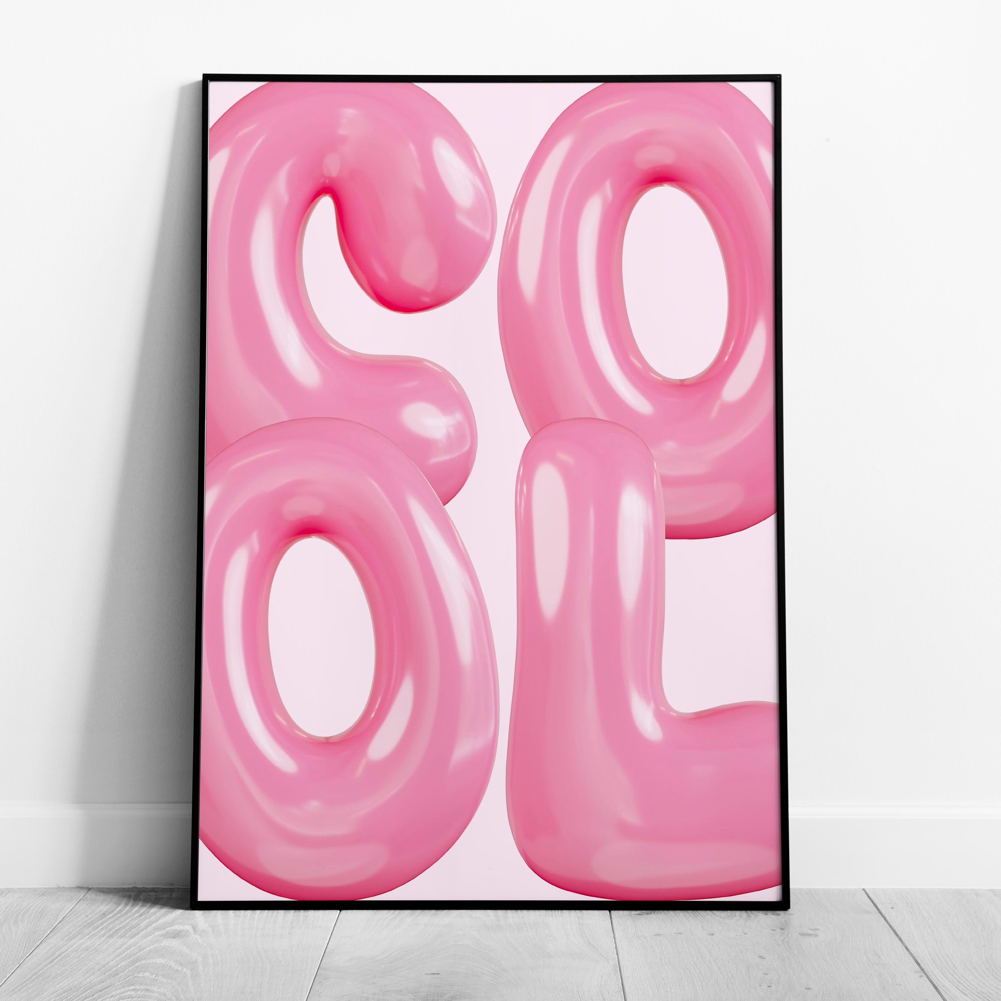 Modern Pink Cool Bubble Style Text - Rolled Poster Wall Art Print