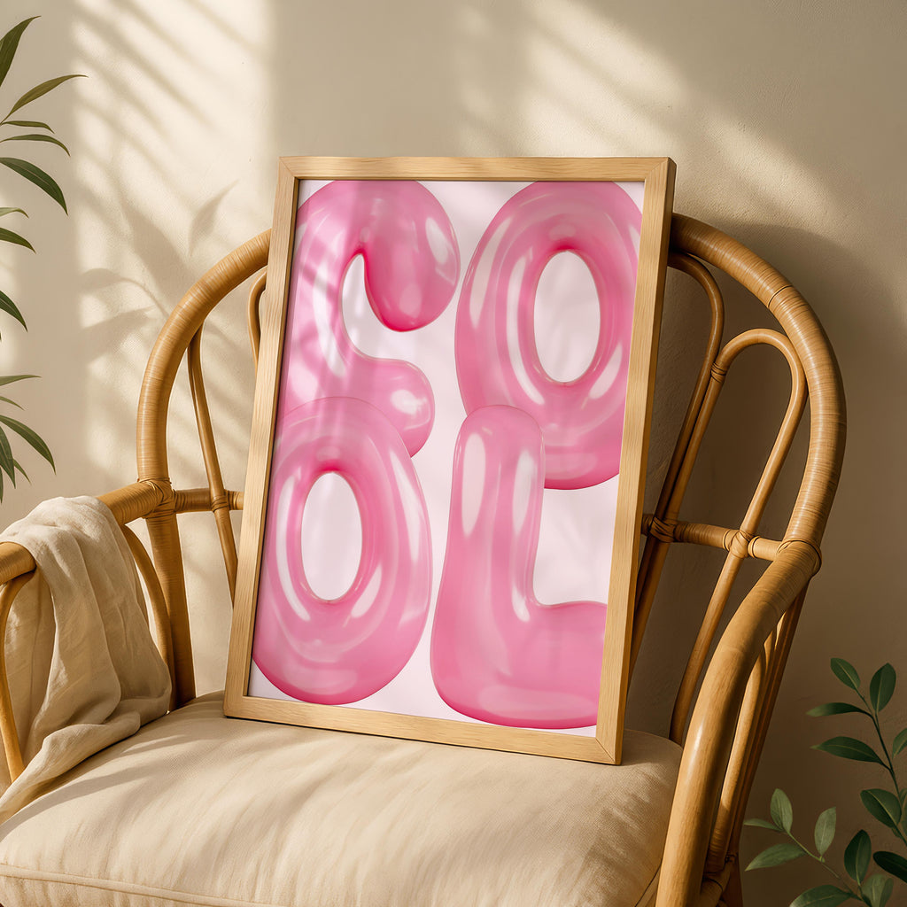 Modern Pink Cool Bubble Style Text - Rolled Poster Wall Art Print