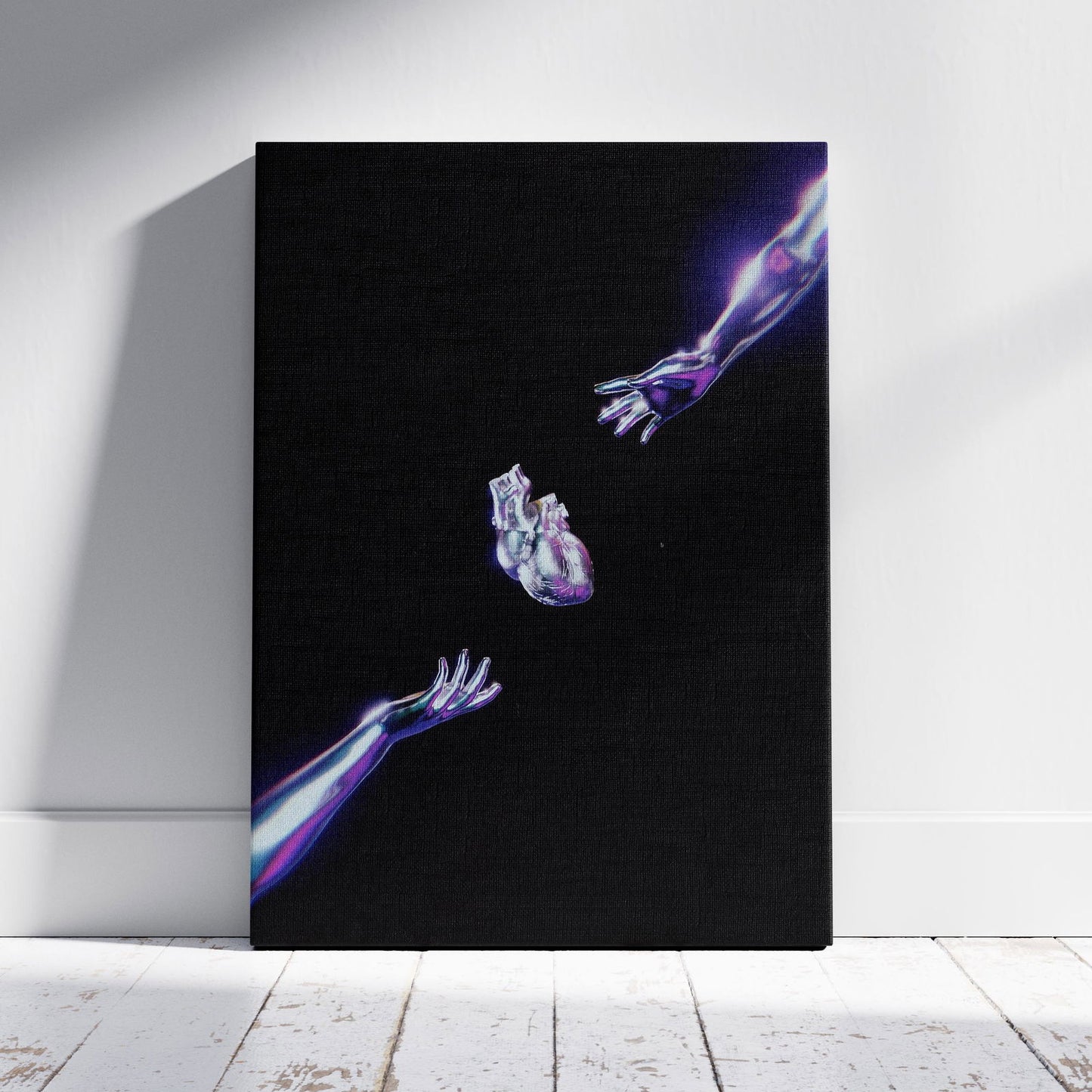 Cosmic Chrome Purple Heart - Framed Canvas Wall Art Print - House Prints