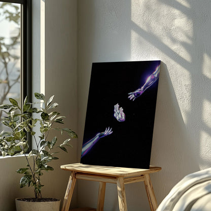 Cosmic Chrome Purple Heart - Framed Canvas Wall Art Print - House Prints