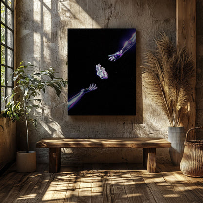 Cosmic Chrome Purple Heart - Framed Canvas Wall Art Print - House Prints