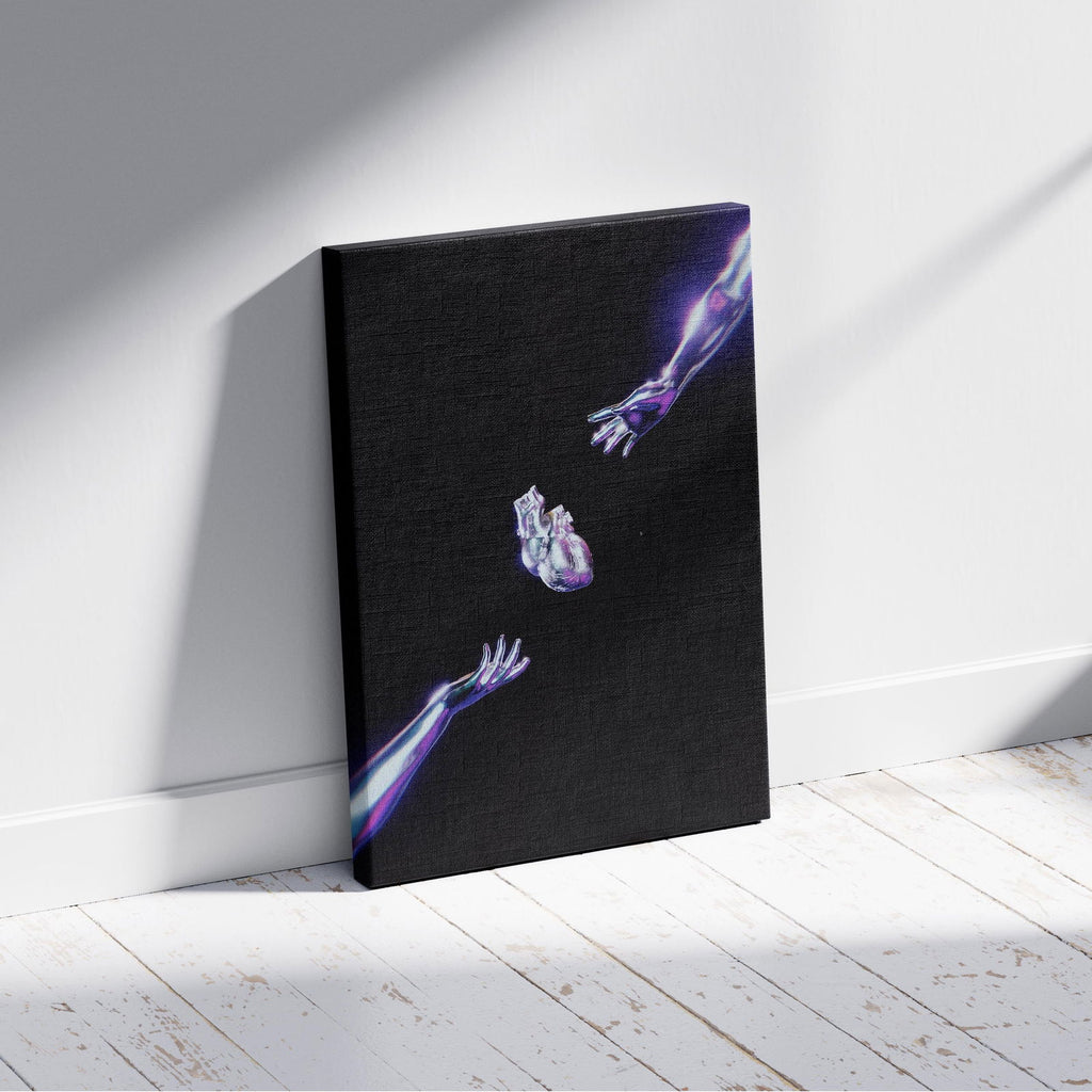 Cosmic Chrome Purple Heart - Framed Canvas Wall Art Print | House Prints