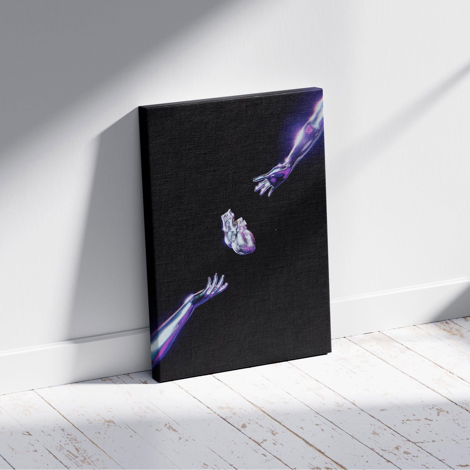 Cosmic Chrome Purple Heart - Framed Canvas Wall Art Print - House Prints