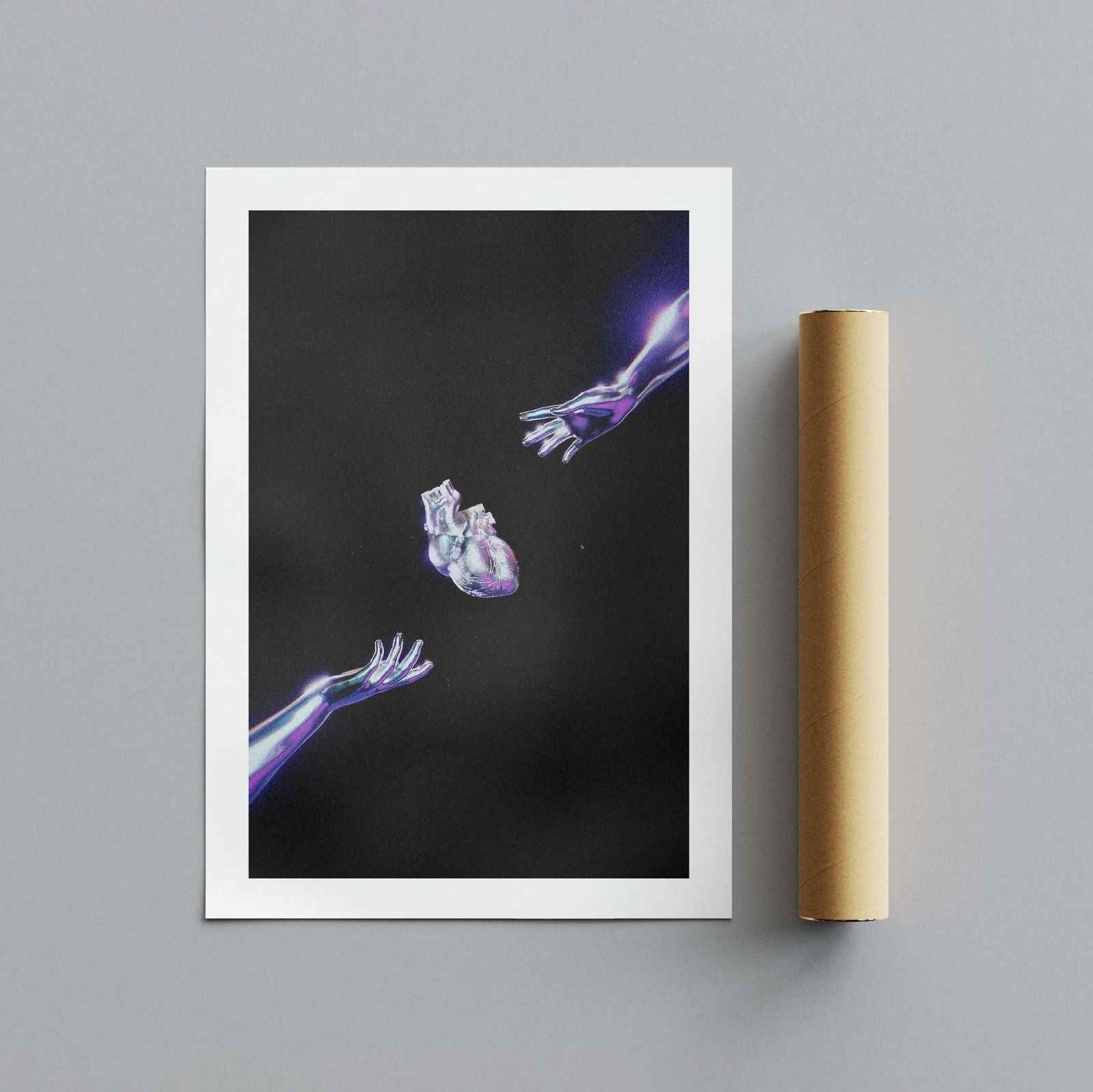 Cosmic Chrome Purple Heart - Rolled Poster Wall Art Print | House Prints