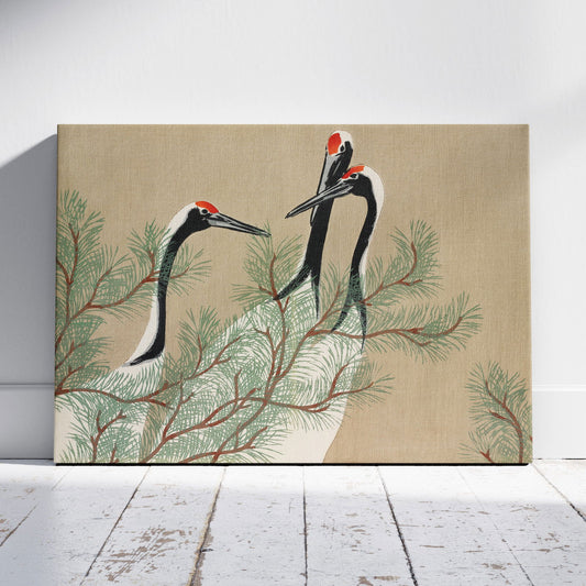 Cranes from Momoyogusa - Kamisaka Sekka - Framed Canvas Wall Art Print - House Prints