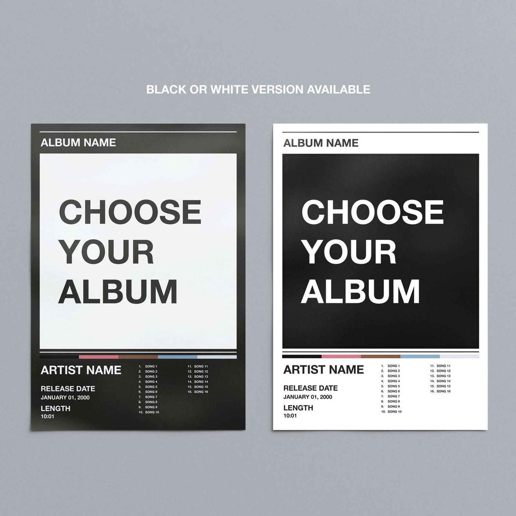 Custom Music Album Artwork Tracklist - Black Rolled Poster Wall Art Print | House Prints