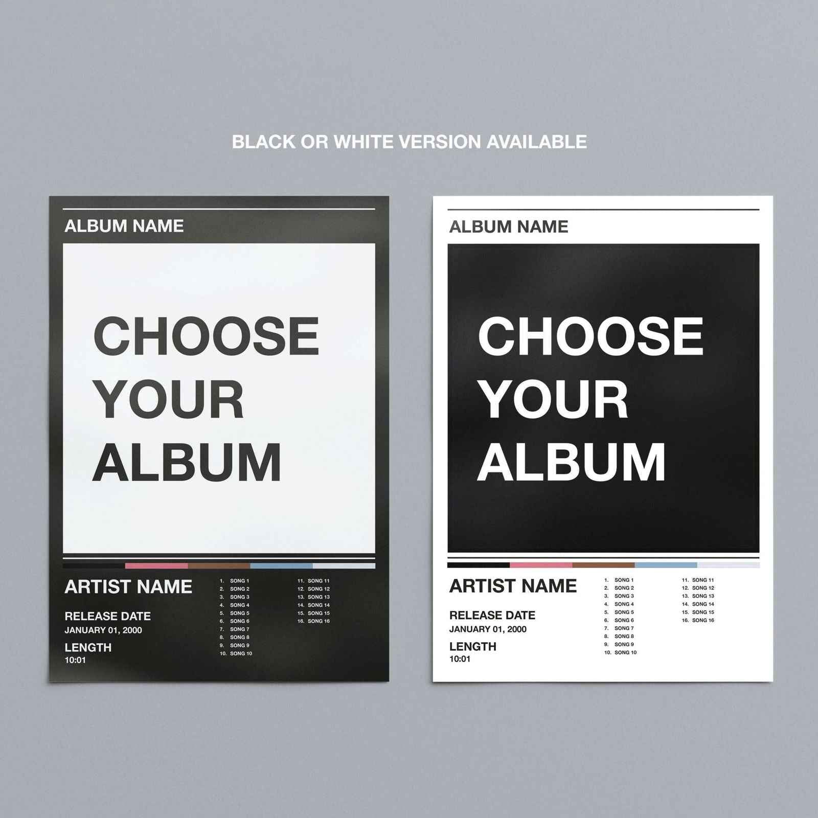 Custom Music Album Artwork Tracklist - Black Rolled Poster Wall Art Print | House Prints