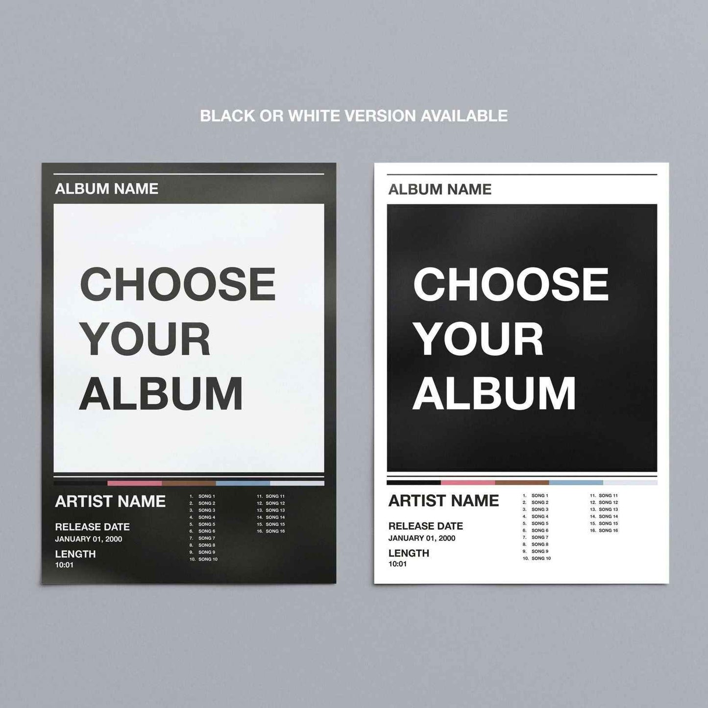 Custom Music Album Artwork Tracklist - White Rolled Poster Wall Art Print - House Prints