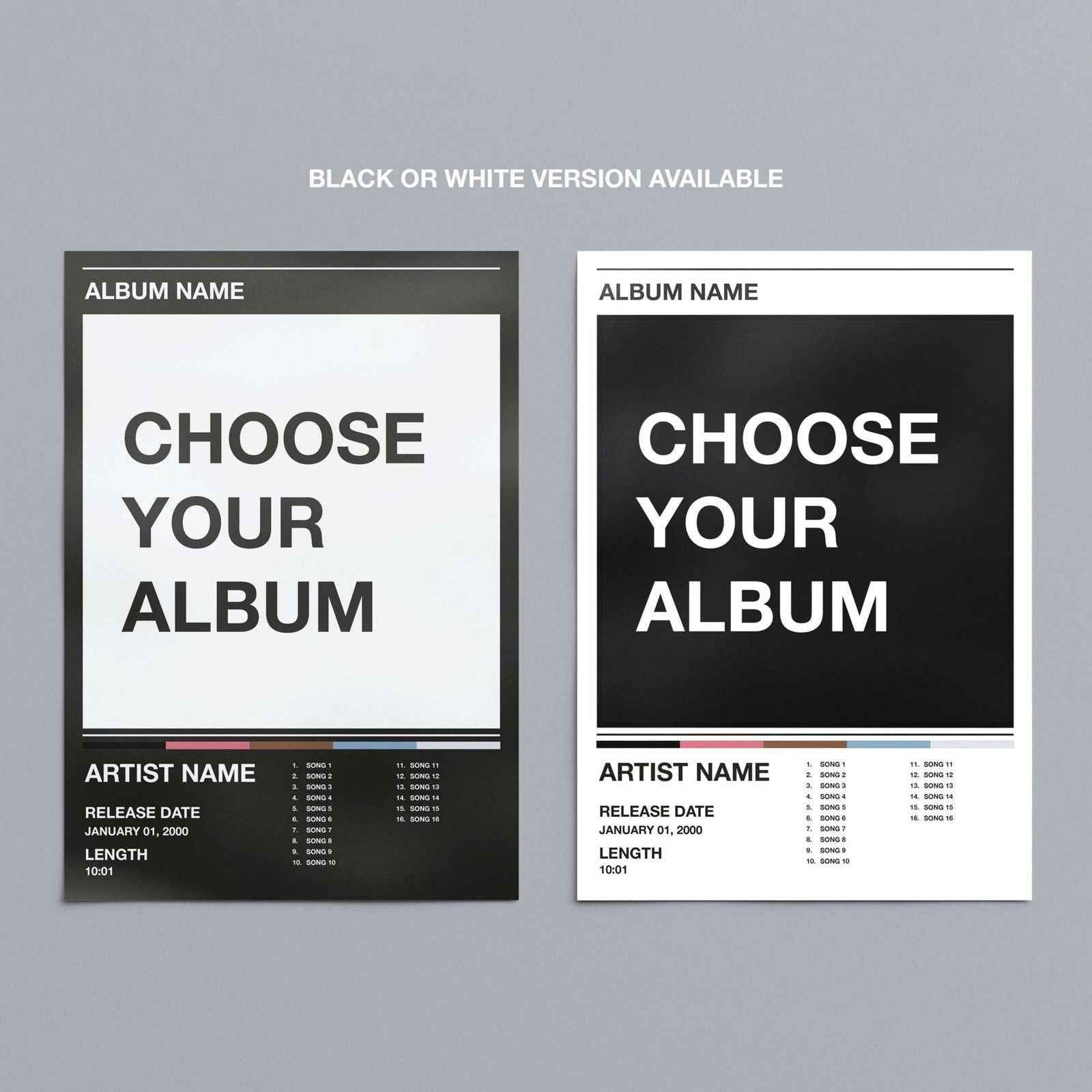 Custom Music Album Artwork Tracklist - White Rolled Poster Wall Art Print - House Prints