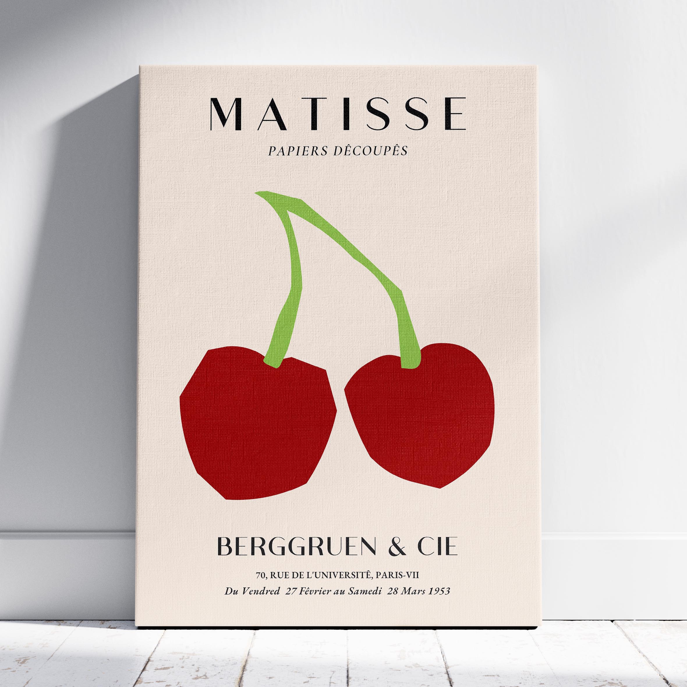 Cut Out Cherry Papiers Découpés - Henri Matisse - Framed Canvas Wall Art Print