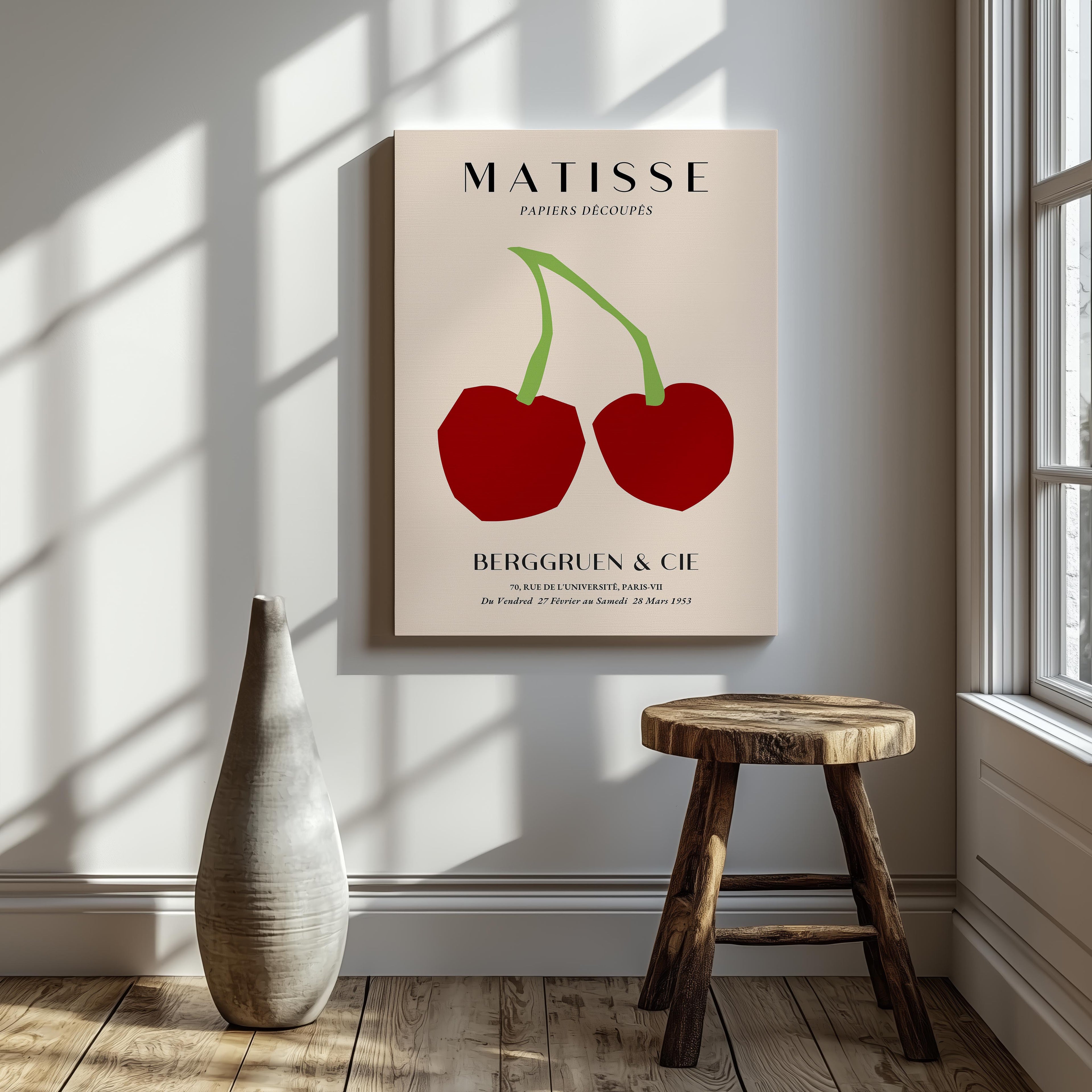 Cut Out Cherry Papiers Découpés - Henri Matisse - Framed Canvas Wall Art Print