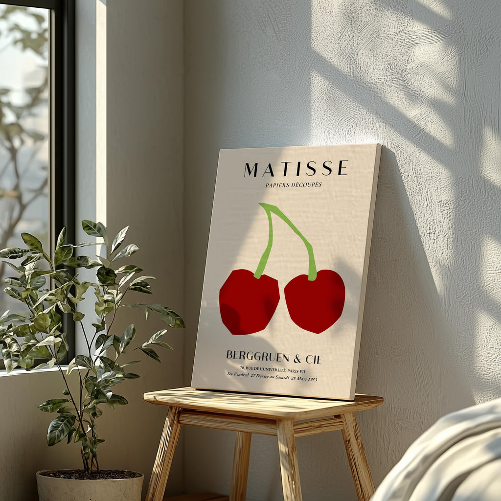Cut Out Cherry Papiers Découpés - Henri Matisse - Framed Canvas Wall Art Print