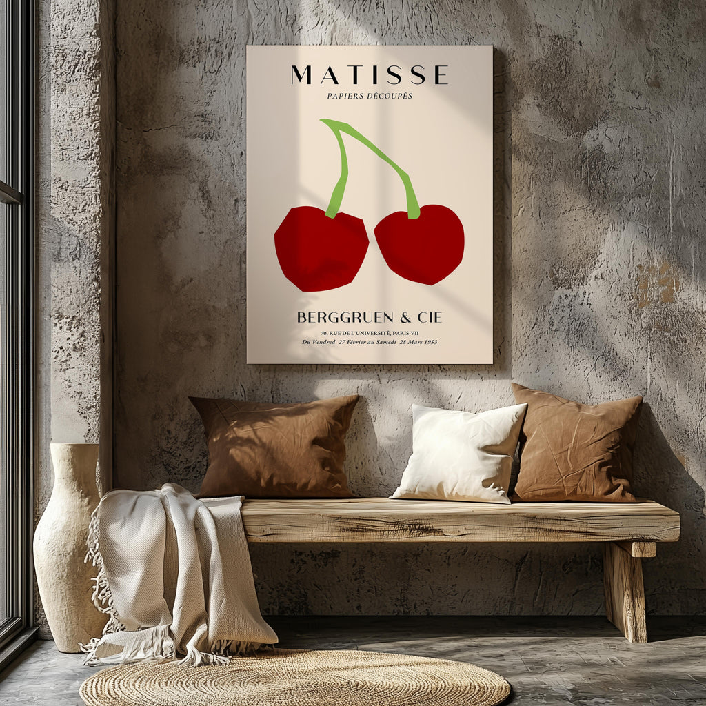 Cut Out Cherry Papiers Découpés - Henri Matisse - Framed Canvas Wall Art Print