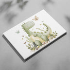 Cute Green Dinosaur in Nature - Framed Canvas Wall Art Print | House Prints