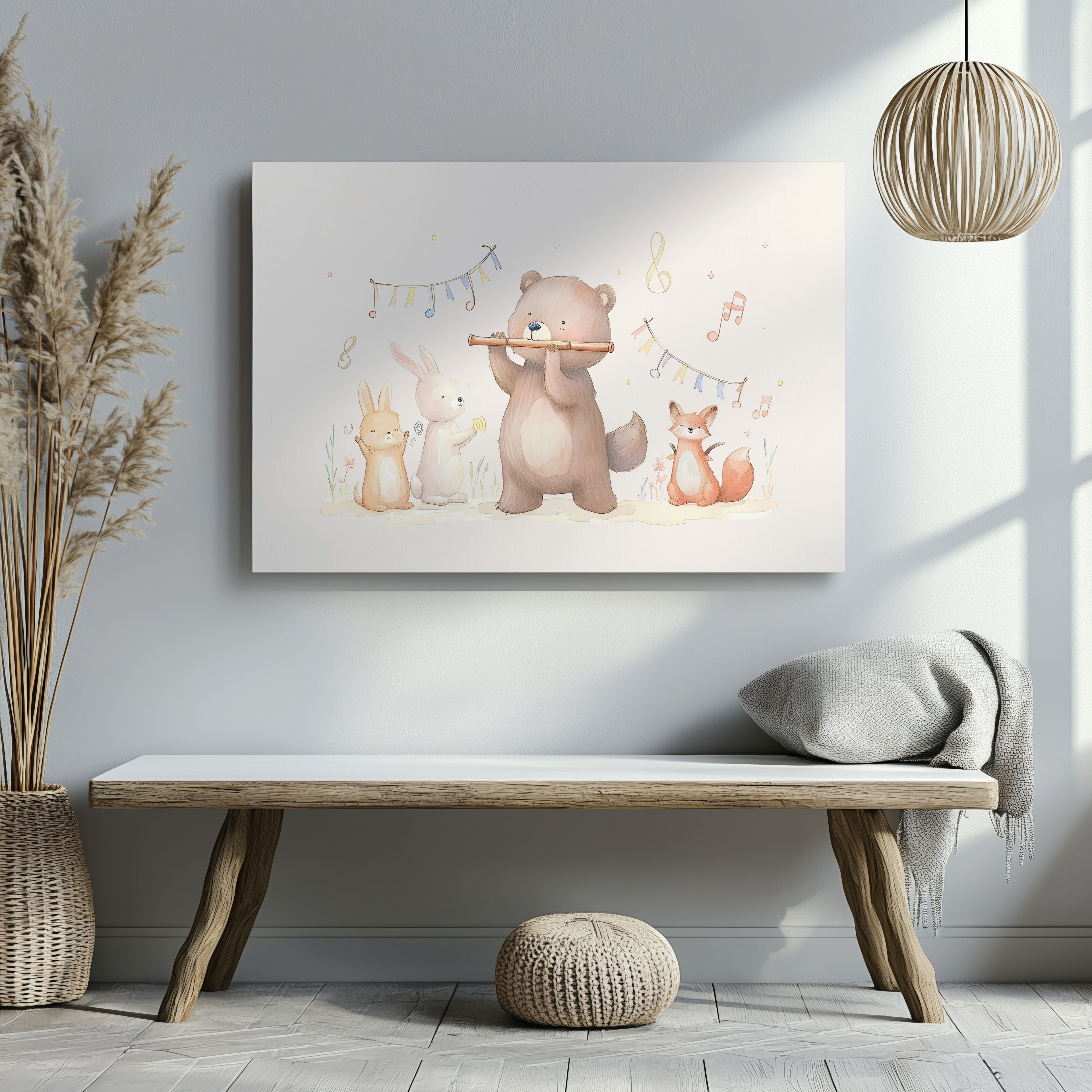 Cute Nursery Bear & Animal Friends - Framed Canvas Wall Art Print | House Prints