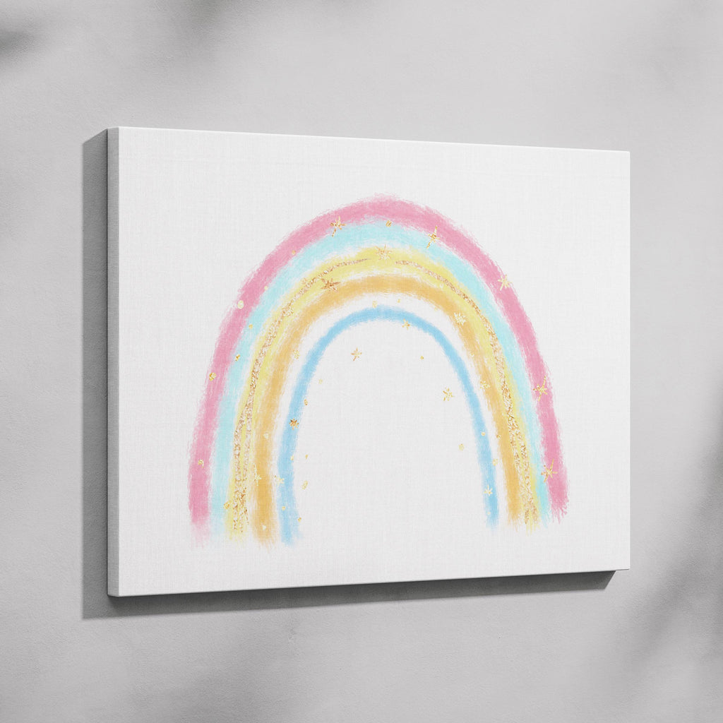 Cute Pastel Nursery Rainbow Drawing - Framed Canvas Wall Art Print | House Prints