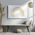 Cute Pastel Nursery Rainbow Drawing - Framed Canvas Wall Art Print | House Prints