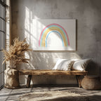Cute Pastel Nursery Rainbow Drawing - Framed Canvas Wall Art Print | House Prints