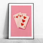 Cute Pink Love Heart Playing Cards - Rolled Poster Wall Art Print